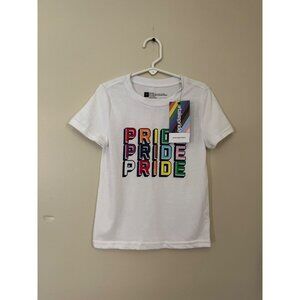 NWT TakePride Unisex Kids 4T White Short Sleeve Shirt Pride Month LGBTQIA